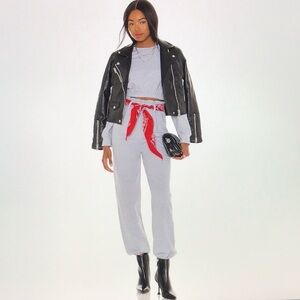 revolve X SR + Ronny Kobo Hank Grey Belted Sweatpants Size Medium NWT